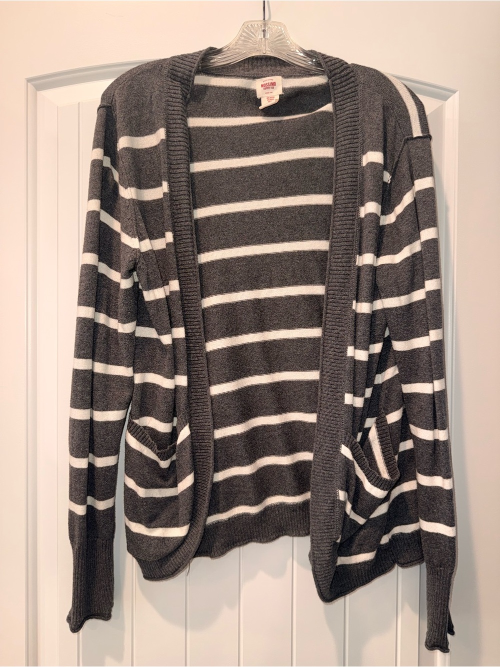 Mossimo Supply Co. Gray & White Striped Open-Front Cardigan - Picture 2 of 4